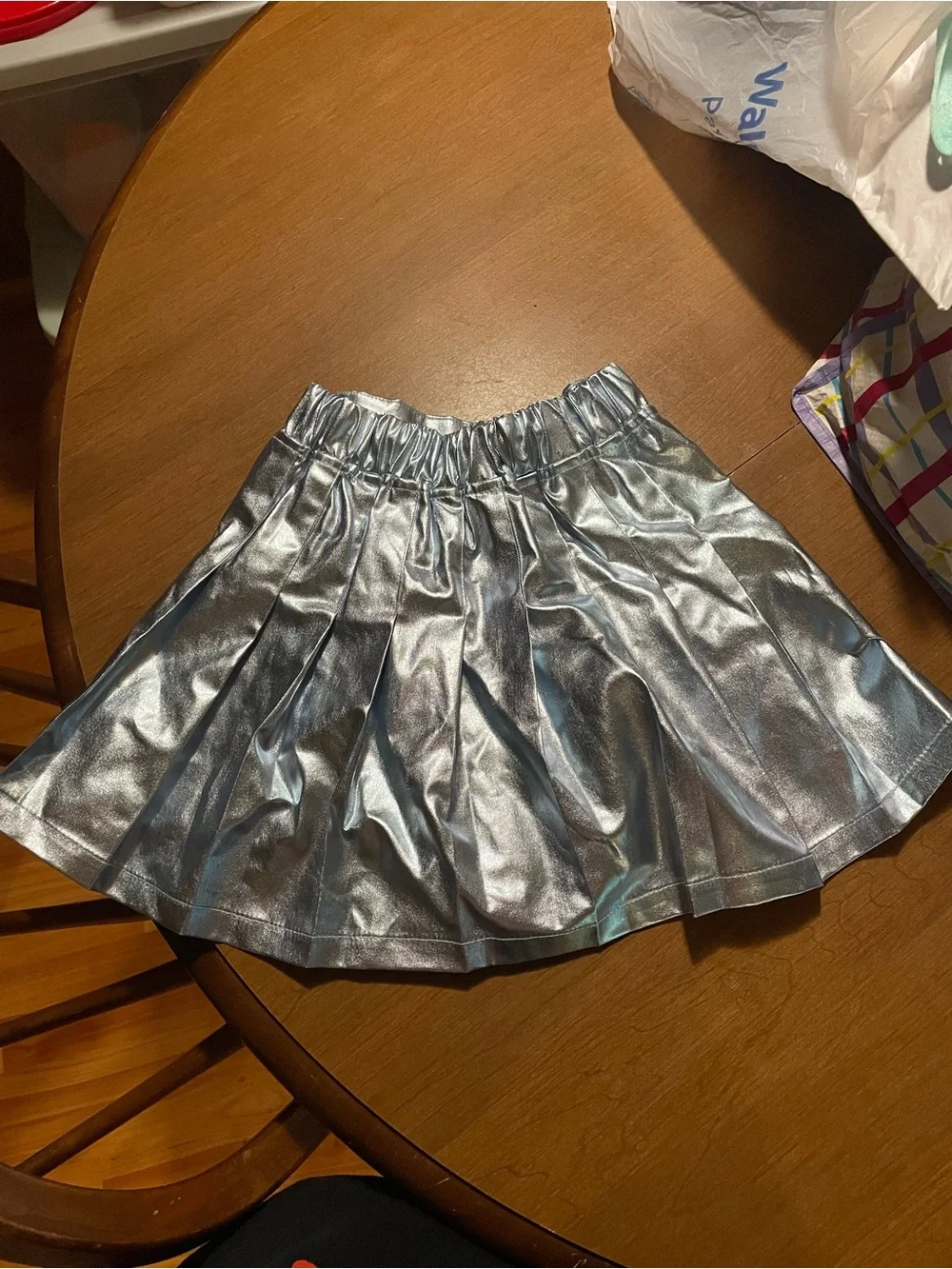 Justice Metallic Silver Pleated Skater Skirt